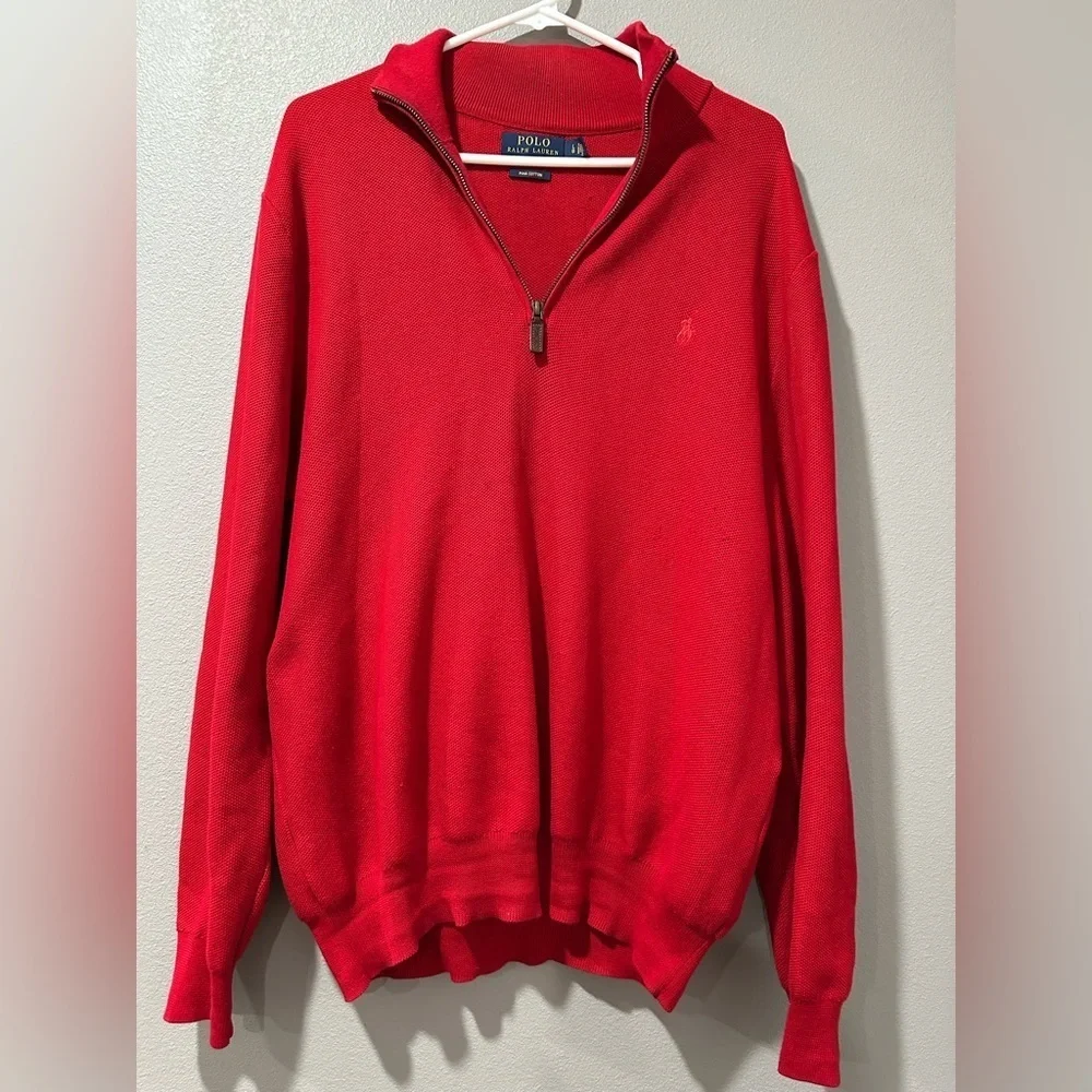 Polo Ralph Lauren Men's Red Sweater. Pimacotton